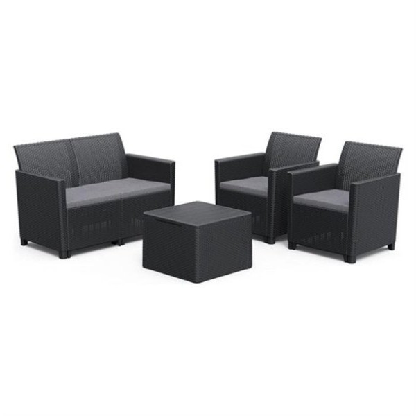 KETER Claire 2 Seater Baštenska garnitura sa box stolom grafit