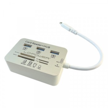 LC POWER USB Tip-C Hub, 3xUSB 3.0 + Multicard reader (LC-HUB-C-CR)