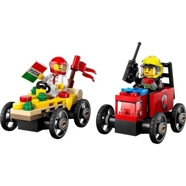 LEGO 60458 Pakovanje trkačkih vozila: Vozilo za dostavu pica protiv vatrogasnog vozila