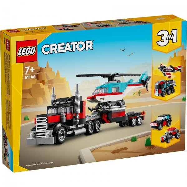 LEGO Kamion s ravnom platformom i helihopterom 31146