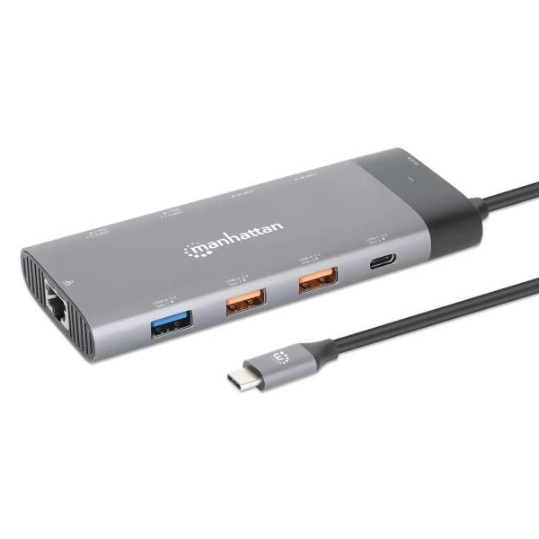 MANHATTAN Docking station 10u1 USB-C - 2xHDMI/5xUSB/LAN/PD 100W (130714)