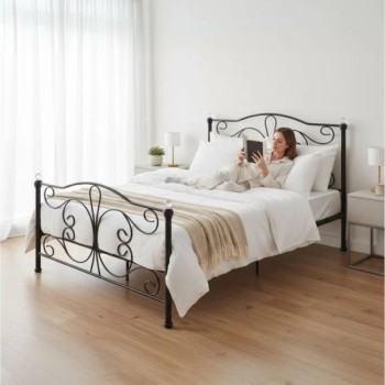 ModernHome Krevet sa metalnim ramom 140x200 cm sa podnicom Black Frame with Crystals (DNYSF333A)