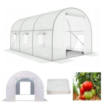 ModernHome Plastenik tunnel, 3x2x2 m, multi-season, metalni ram, bela folija, 2 ulaza