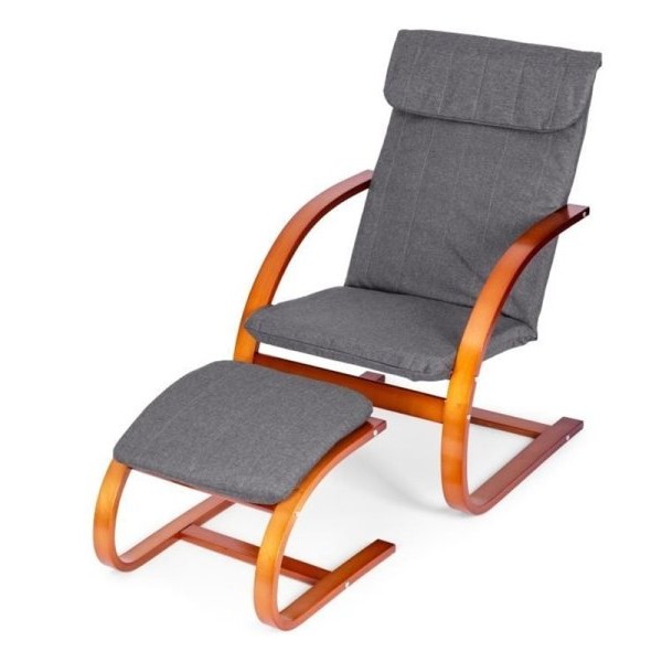 ModernHome Stolica za ljuljanje sa naslonom za noge walnut