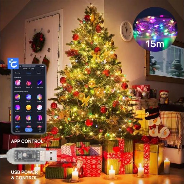 N/A Novogodisnji ukras LED lampice u boji (15m) Bluetooth kontrola putem mobilnog telefona