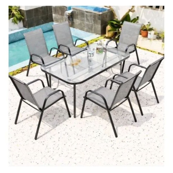 PROGARDEN Sto sa 6 stolica 001/set siva