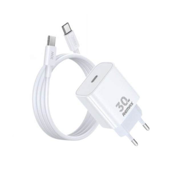 REMAX SET:Strujni punjac Figen 30W USB+TIP C+ kabl TIP C na TIP C RP-U71,