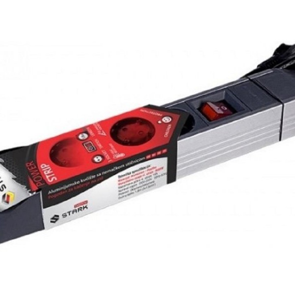 STARK Switch Produžni kabl ALU 1.8m, 3 utičnice, prekidač