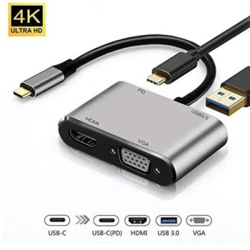 STARS SOLUTIONS Adapter Stars Solutions USB-C na HDMI/VGA/USB/PD sivi