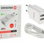 SWISSTEN Kućni Punjač 2.1A 2xUSB Type-C (Bela)