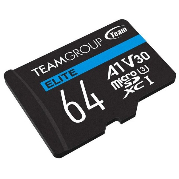 TEAM GROUP TeamGroup MICRO SDXC 64GB ELITE, UHS-I U3 V30 A1, 100/50MB/s +SD Adapter TEAUSDX64GIV30A103