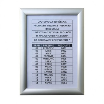 TEH-TEL Ram za spisak stanara  875