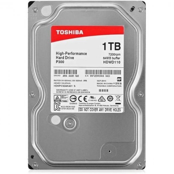 TOSHIBA 1TB 3.5'' SATA III 64MB 7.200rpm HDWD110UZSVA P300 series bulk