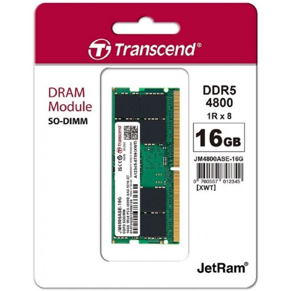 TRANSCEND SODIMM DDR5, 16GB, 4.800MHz (JM4800ASE-16G)