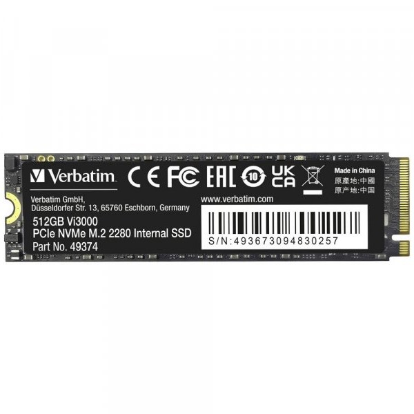 VERBATIM VI3000 PCIE NVME M.2 SSD 512GB 49374