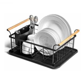 Vilde 150623 - Metlani ocedjivac za sudove sa drvenim drskama 42,5 x 29,5 x 19 cm