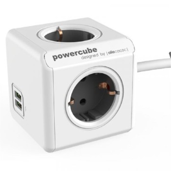 ALLOCACOC PowerCube Extended USB 4xSchuko + dual USB, kabl duž.1,5m, siva