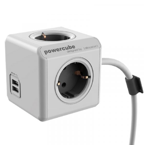 ALLOCACOC PowerCube Extended USB 4xSchuko + dual USB, kabl duž.3m