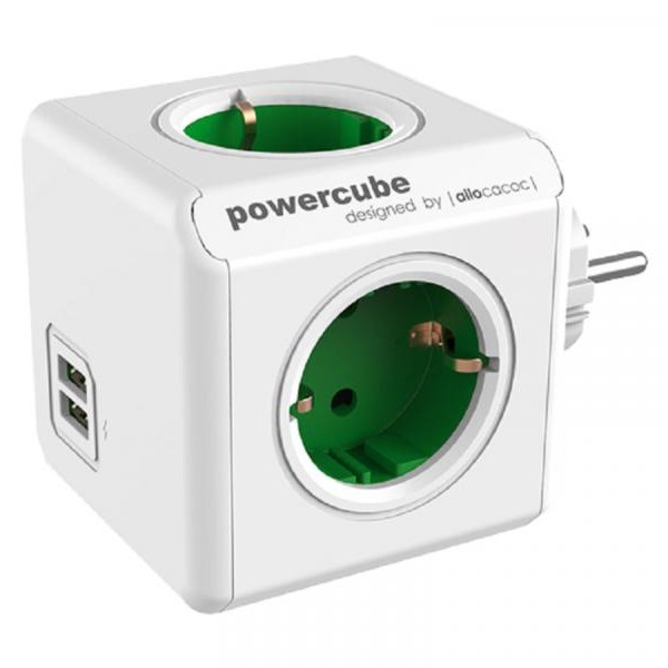 ALLOCACOC PowerCube Original USB 4xSchuko + dual USB zelena