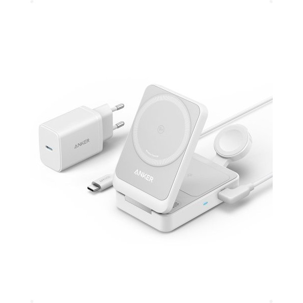 ANKER MagGo Wireless Charging Station 15W Foldable 3-in-1) bundle cable and charger (B2557321)