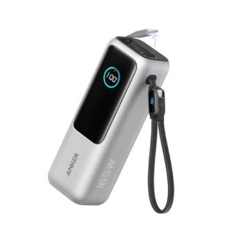 ANKER Power Bank 25000mAh, 165W, sa ugrađenim USB-C kablom na izvlačenje, srebrni