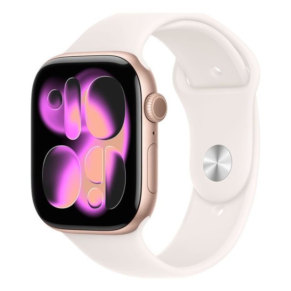 APPLE Watch S11 GPS 46mm Rose Gold Aluminium Case with Light Blush Sport Band - M/L (mev74rk/a)