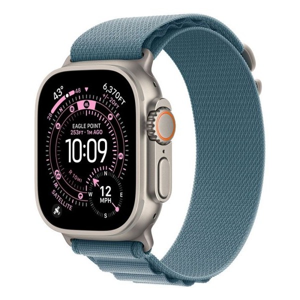 APPLE Watch Ultra 3 Cellular 49mm Natural Titanium Case with Light Blue Alpine Loop – Large (mewp4se/a)
