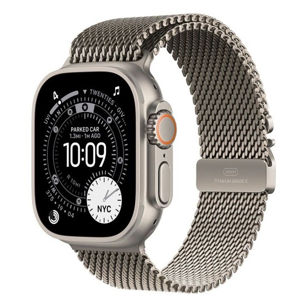 APPLE Watch Ultra 3 Cellular 49mm Natural Titanium Case with Natural Titanium Milanese Loop – Large (mf0e4se/a)