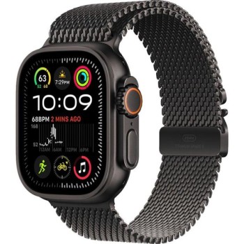 APPLE Watch Ultra2 v2 Cellular 49mm Black Titanium Case with Black Titanium Milanese Loop - M (mx5u3se/a)
