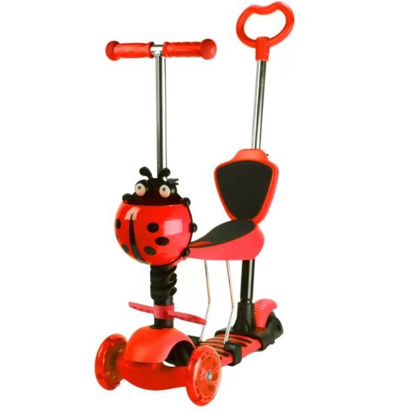 ARISTOM 652 Bubamara 5u1 Trotinet sa LED točkovima crveni