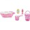 BABYJEM Set za kupanje 6 delova pink (kadica, podloga, termometar, sunđer, bokal, kofica)