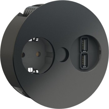 BACHMANN TWIST, 1 šuko utičnica + 1 USB punjač, crna mat ugradbena utičnica 931.131