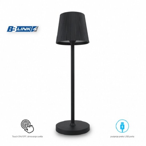 BBLINK Stona lampa punjiva T16011 3W 3000K IP54 Crna
