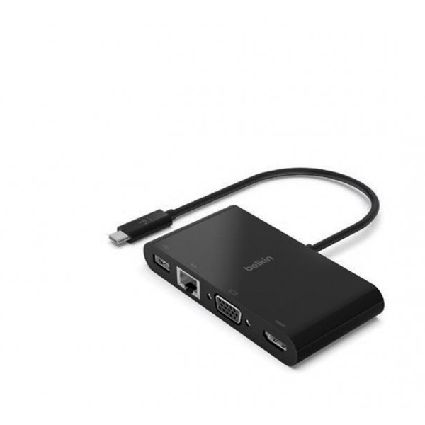 BELKIN USB-C Multimedia Adapter (GBE - HDMI - VGA - USB-A) - Black