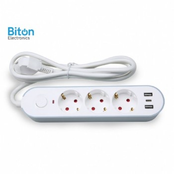 Biton Electronics GS03KU Prenosna priključnica (3x šuko+3xUSB) 3m