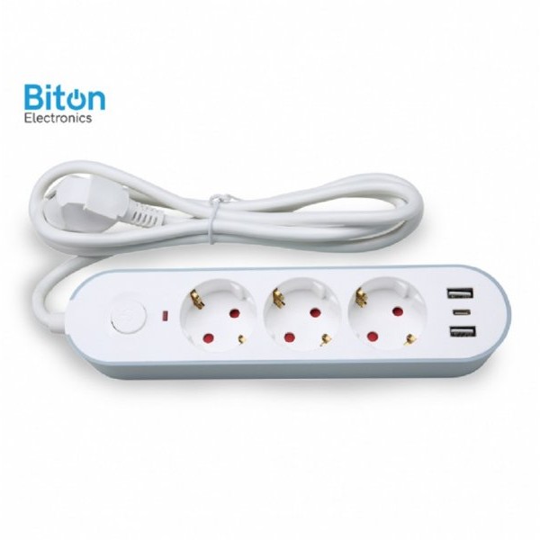 Biton Electronics GS03KU Prenosna priključnica (3x šuko+3xUSB) 3m