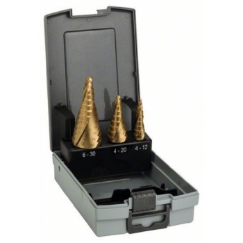 BOSCH 3-delni set stepenastih burgija HSS-TiN 2608587432, 4-12; 4-20; 6-30 mm