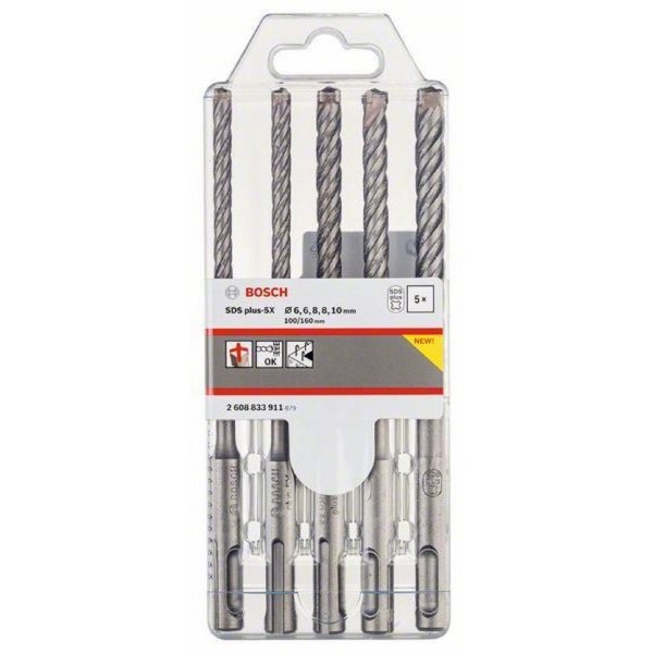 BOSCH 5-delni set hamer burgija SDS plus-5X 2608833911, 6; 6; 8; 8; 10 mm