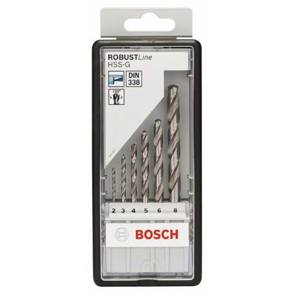 BOSCH 6-delni Robust Line set burgija za metal HSS-G, 135° 2607010529, 2; 3; 4; 5; 6; 8 mm, 135°