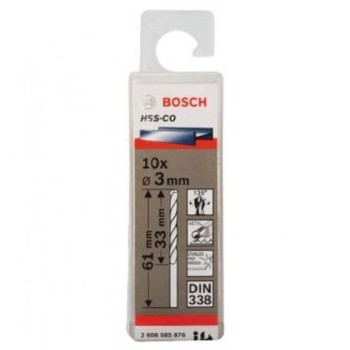 BOSCH Burgija za metal HSS-Co, DIN 338 3 x 33 x 61 mm pakovanje od 10 komada
