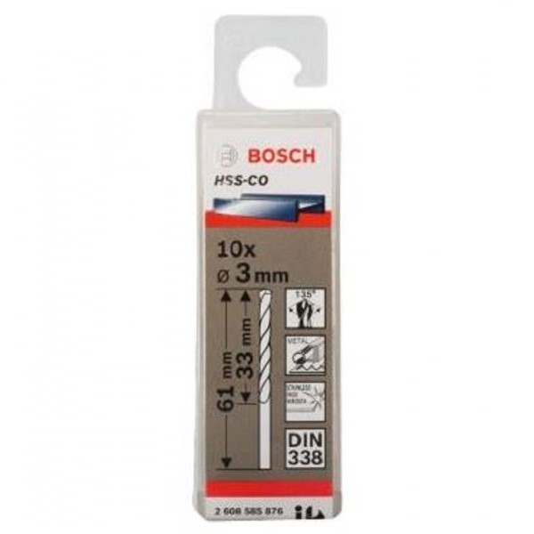 BOSCH Burgija za metal HSS-Co, DIN 338 3 x 33 x 61 mm pakovanje od 10 komada