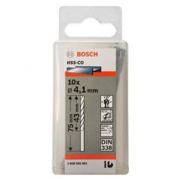 BOSCH Burgija za metal HSS-Co, DIN 338 4,1 x 43 x 75 mm pakovanje od 10 komada