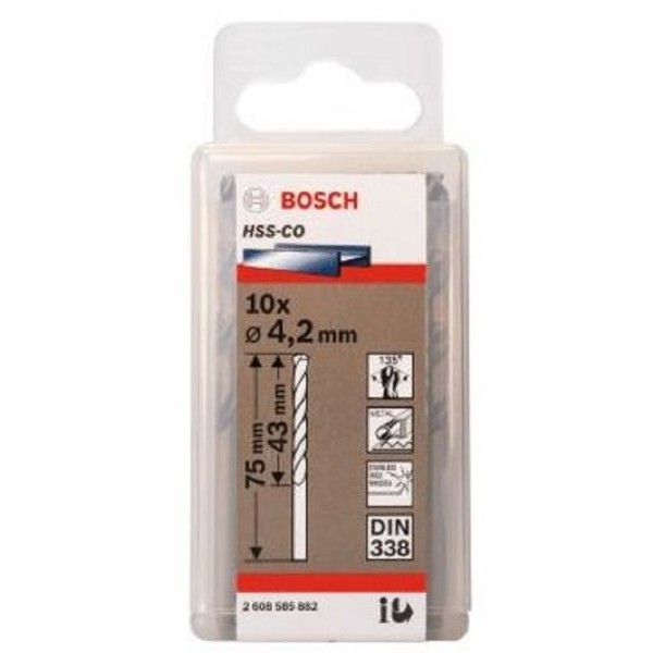 BOSCH Burgija za metal HSS-Co, DIN 338 4,2 x 43 x 75 mm pakovanje od 10 komada
