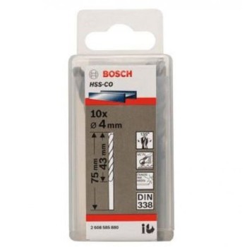 BOSCH Burgija za metal HSS-Co, DIN 338 4 x 43 x 75 mm pakovanje od 10 komada