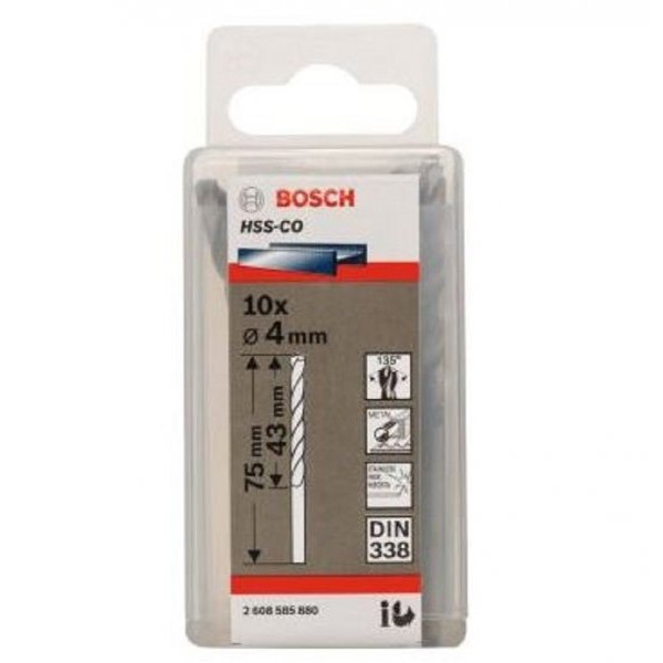 BOSCH Burgija za metal HSS-Co, DIN 338 4 x 43 x 75 mm pakovanje od 10 komada