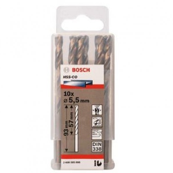 BOSCH Burgija za metal HSS-Co, DIN 338 5,5 x 57 x 93 mm pakovanje od 10 komada