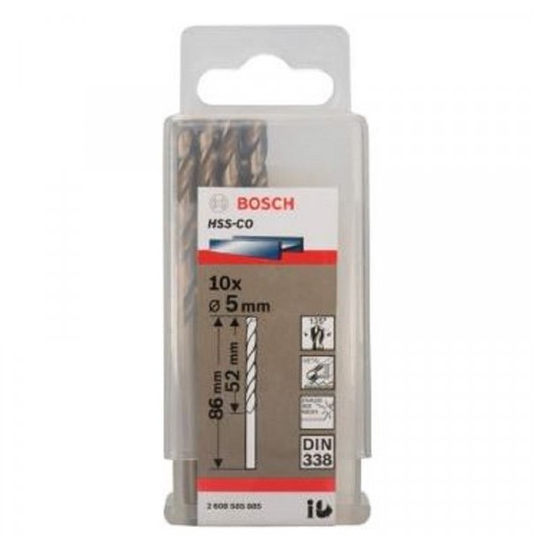 BOSCH Burgija za metal HSS-Co, DIN 338 5 x 52 x 86 mm pakovanje od 10 komada