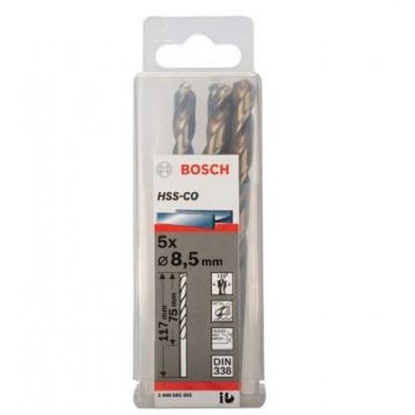 BOSCH Burgija za metal HSS-Co, DIN 338 8,5 x 75 x 117 mm pakovanje od 5 komada