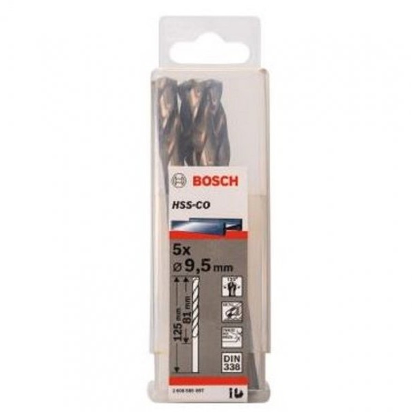 BOSCH Burgija za metal HSS-Co, DIN 338 9,5 x 81 x 125 mm pakovanje od 5 komada