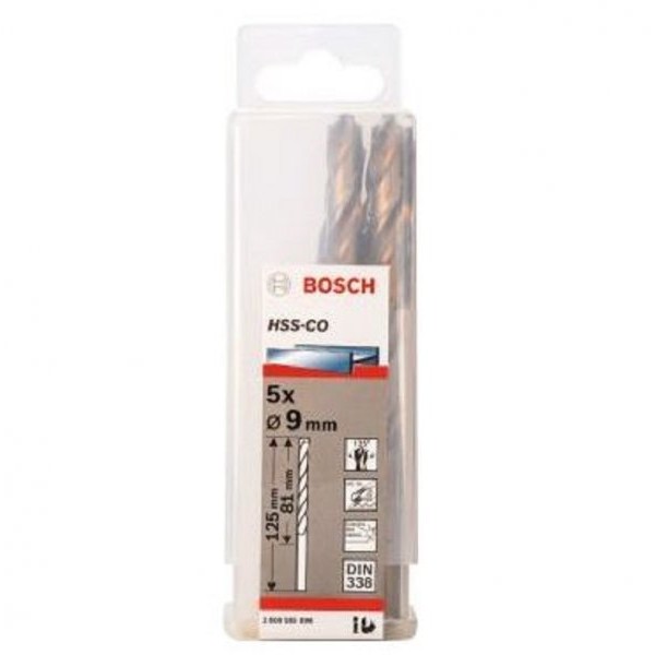 BOSCH Burgija za metal HSS-Co, DIN 338 9 x 81 x 125 mm pakovanje od 5 komada
